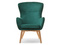 Velourlænestol med grønne bøgeben LETA