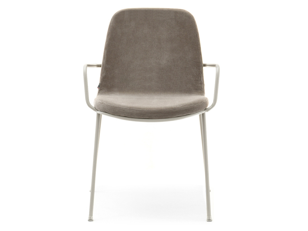 Fløjlsstol mørk beige/beige ben ULRIK