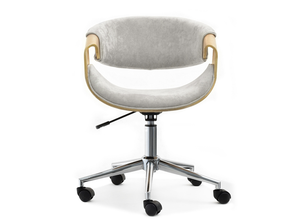 Kontorlænestol grå/natur eg krom ben RAPID