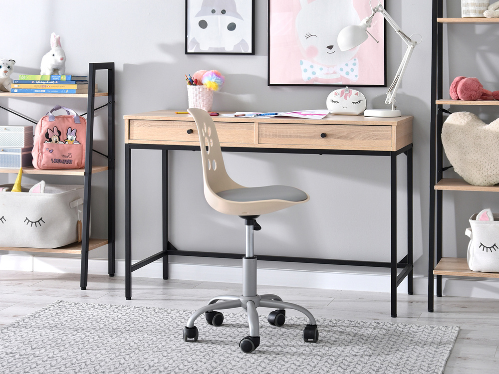 Grå/lyserød kontorstol med grå ben FOOT