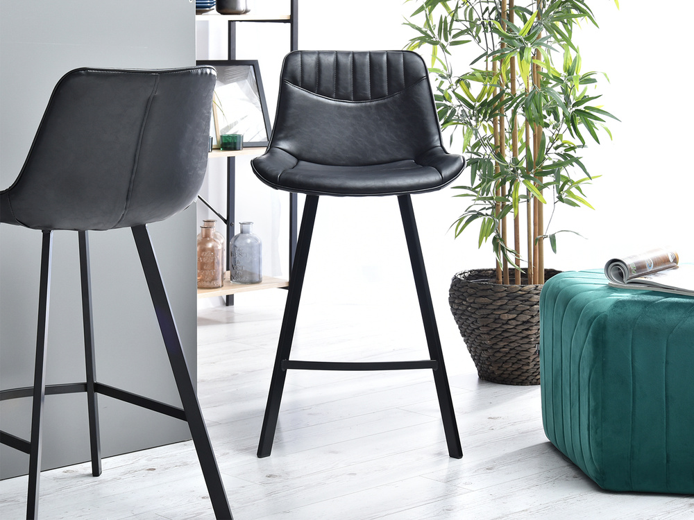 Hocker sort økologisk læder sort ben AZRA