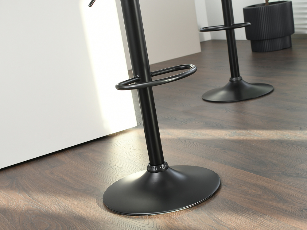 Velour hocker sort/valnød sort ben ROTTO