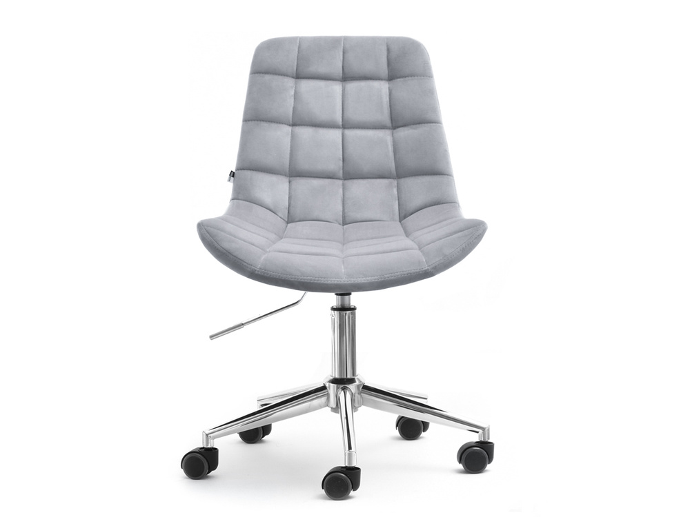 Velourlænestol med grå kromben ELIOR