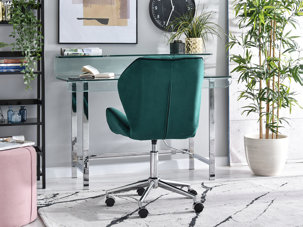 Velourlænestol med grønne forkromede ben VELO-MOVE