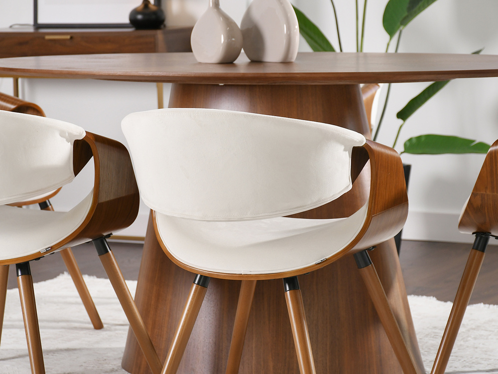 Valnøddevelourstol valnød/cremefarvede ben BENT