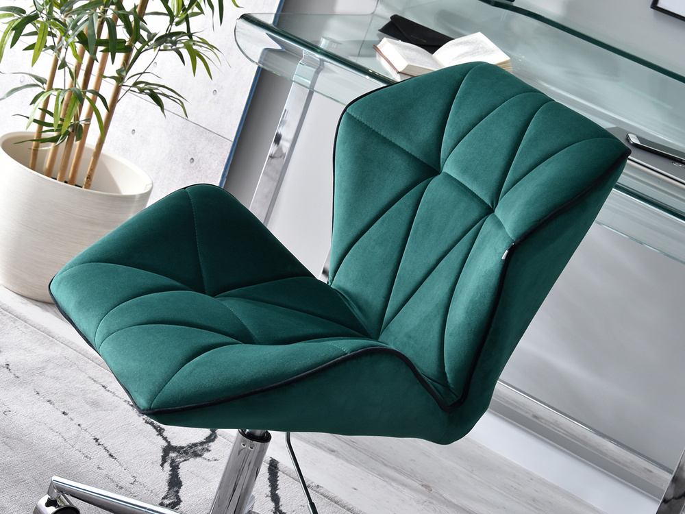 Velourlænestol med grønne forkromede ben VELO-MOVE