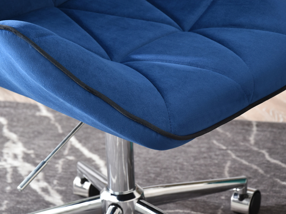 Velour lænestol marineblå krom ben VELO-MOVE