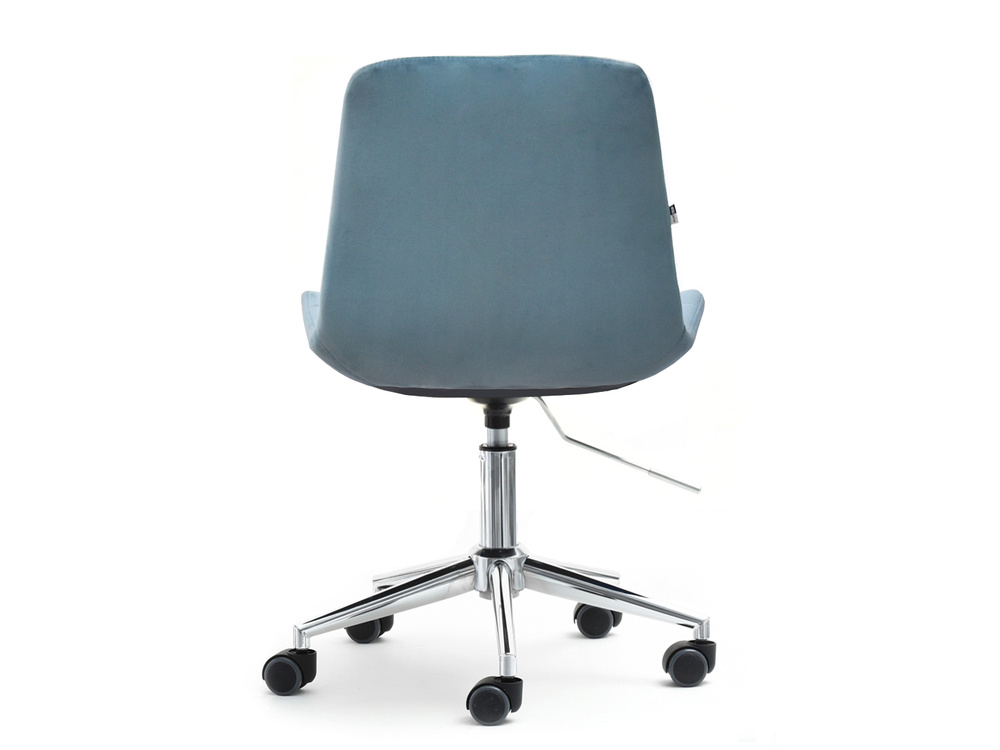 Velourlænestol med blå kromben ELIOR