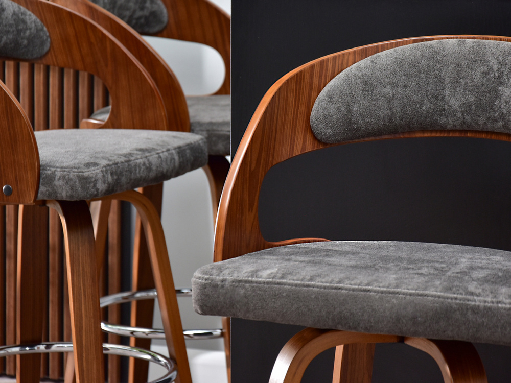 Hocker grå/valnød krom ben WELLA HOCKER