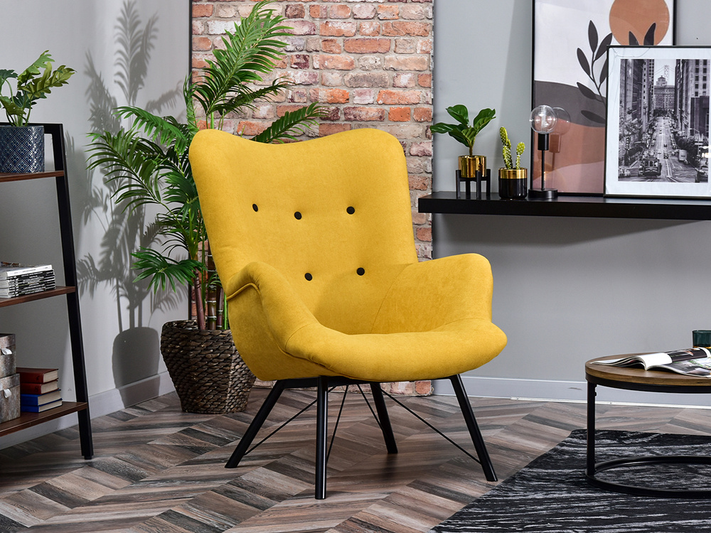 Lænestol med gule, sorte ben DALTON