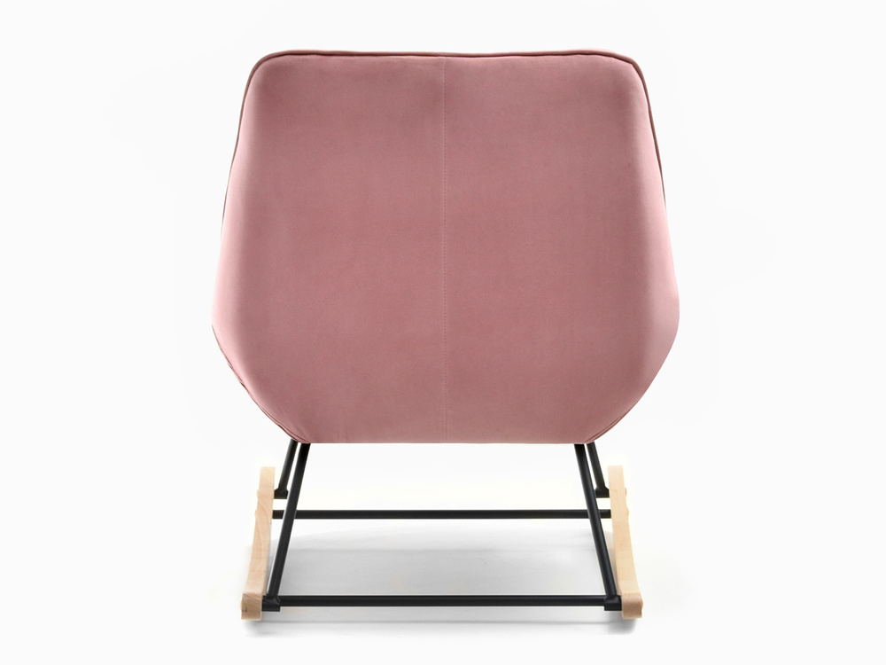 Lyserød velourlænestol med sorte ben BERTA