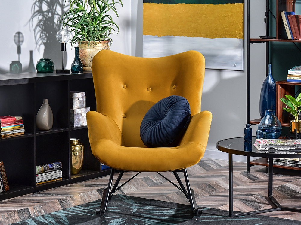 Honey velour lænestol sorte ben LAUREN