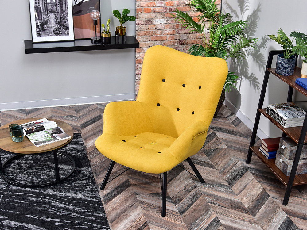 Lænestol med gule, sorte ben DALTON