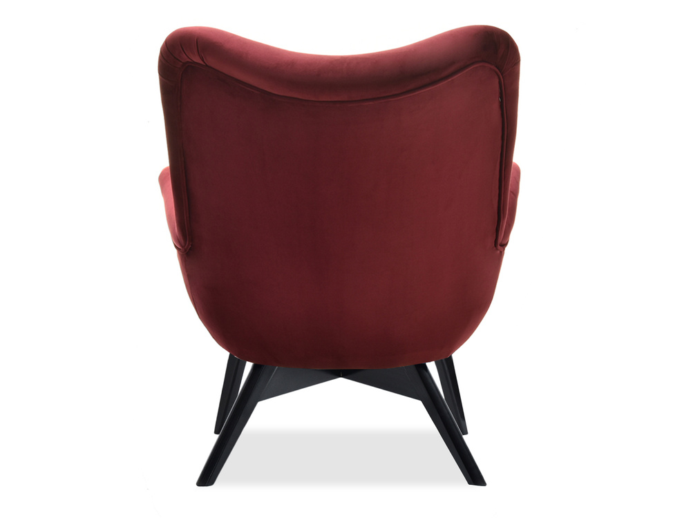 Rødbrun velourlænestol med sorte ben FLORI