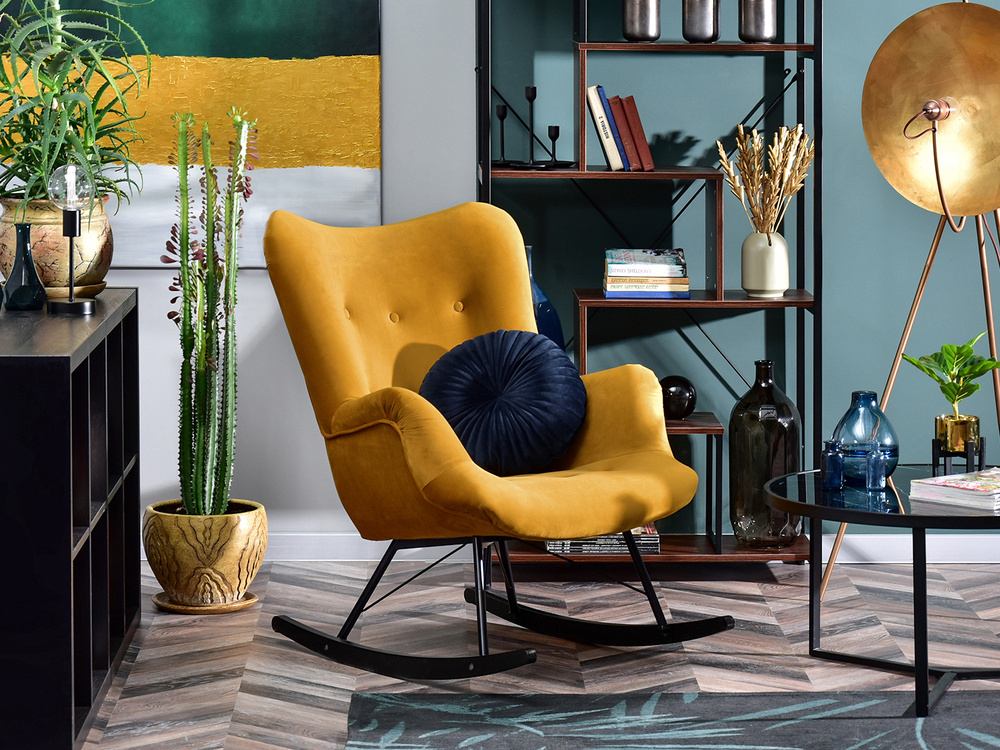 Honey velour lænestol sorte ben LAUREN