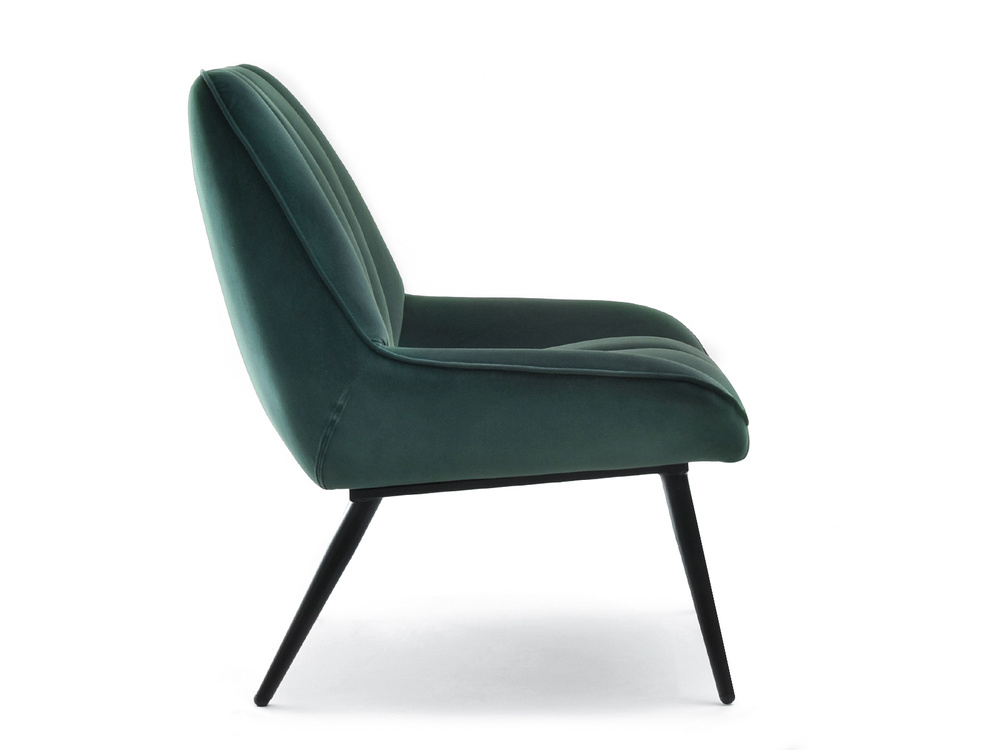 Velourlænestol med grønne, sorte ben ZOTI