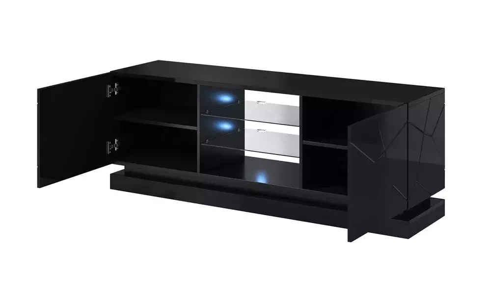 TV-bord med LED sort højglans 160 QIU
