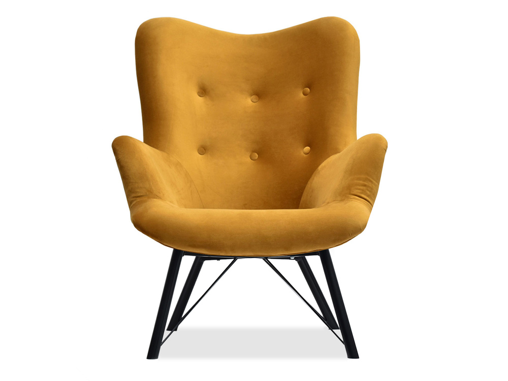 Lænestol i honningvelour med sorte ben DALTON