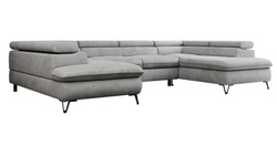 Stor hjørnesofa med sovefunktion grå PESCO