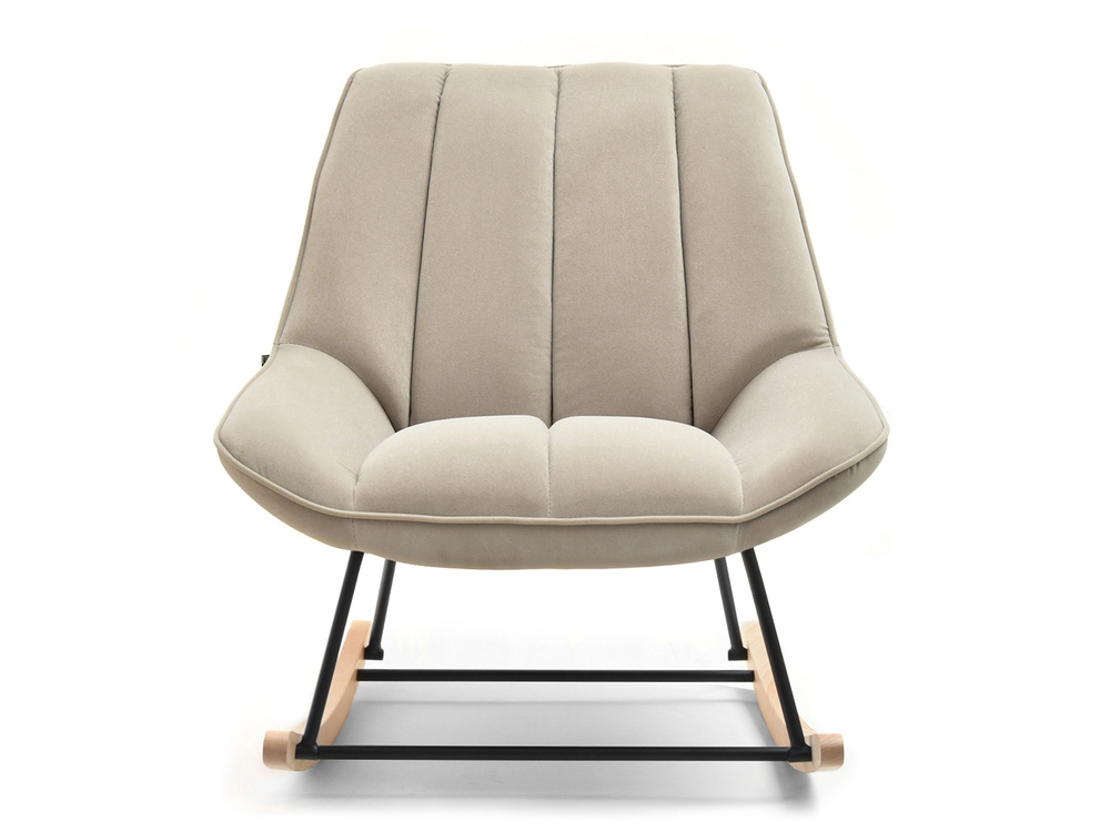 Beige velourlænestol med sorte ben BERTA