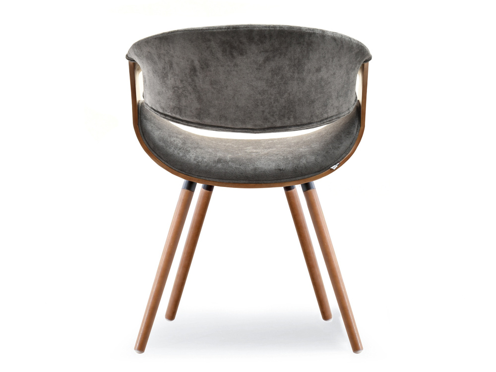 Velourstol grå sort træben BENT