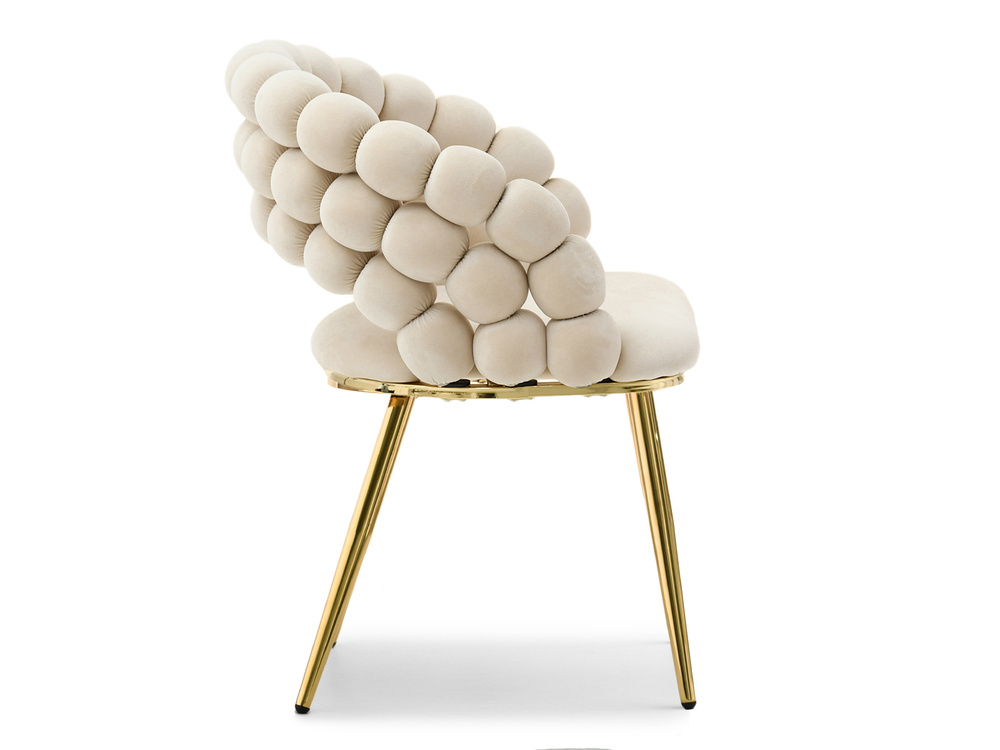 Cremefarvet velourstol med gyldne ben LUCY