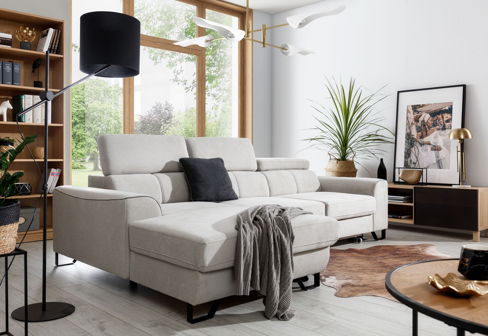 Hjørnesofa med beholder beige ASTI MINI