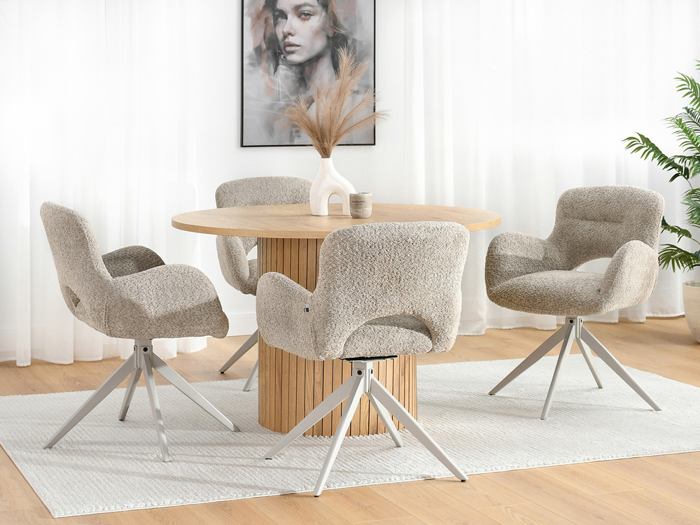 Beige drejestol med armlæn og grå ben MILET