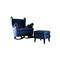 Mørk blå gyngestol med fodskammel sæt DALIA