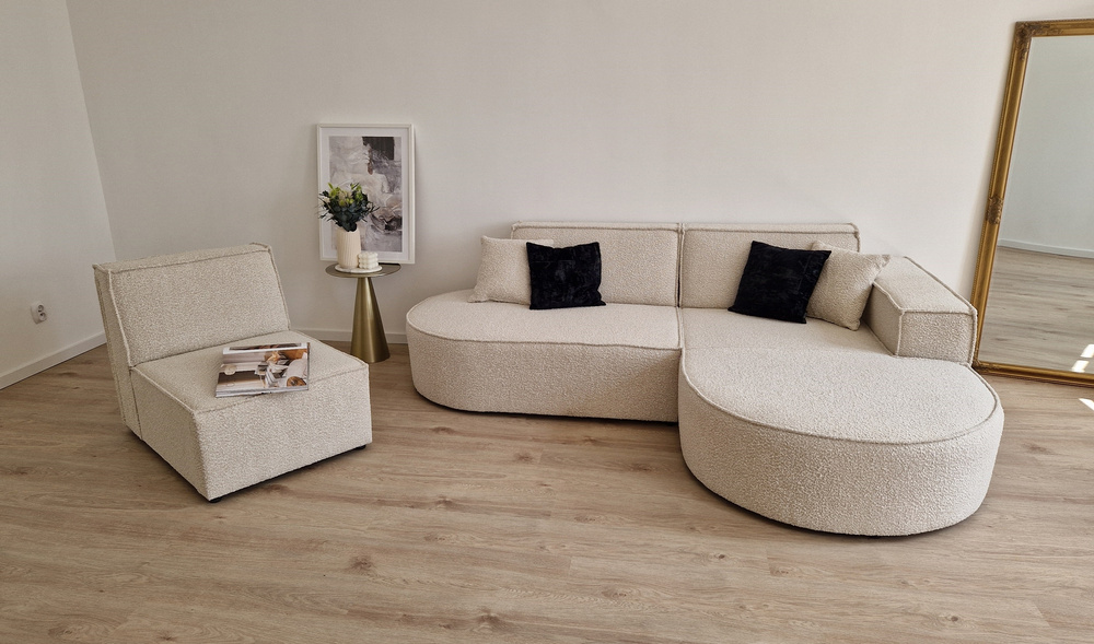 Beige hjørnesofa højre PARMA P