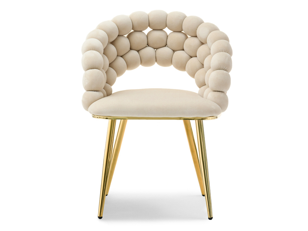 Cremefarvet velourstol med gyldne ben LUCY