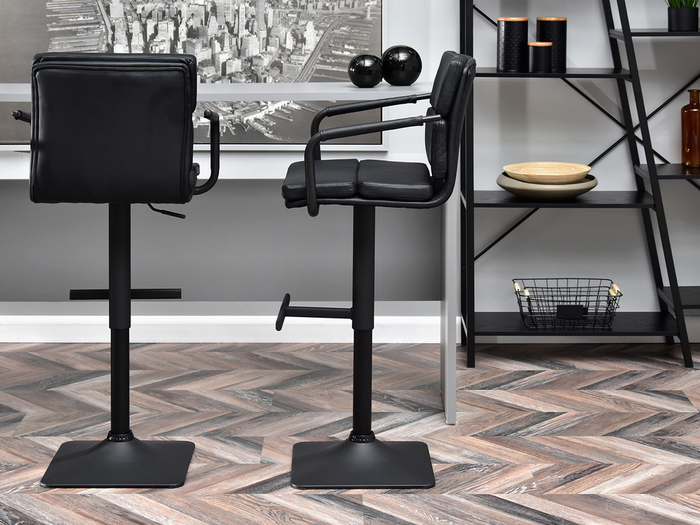 Hocker sort økologisk læder sort ben ROTTO