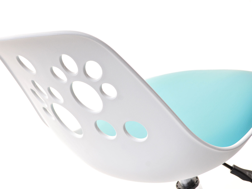 Kontorlænestol hvid/blå med kromben FOOT