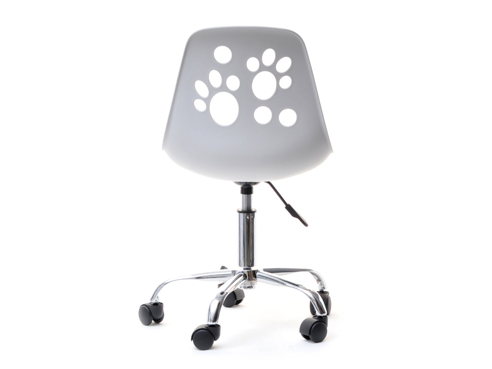 Kontorlænestol hvid/blå med kromben FOOT