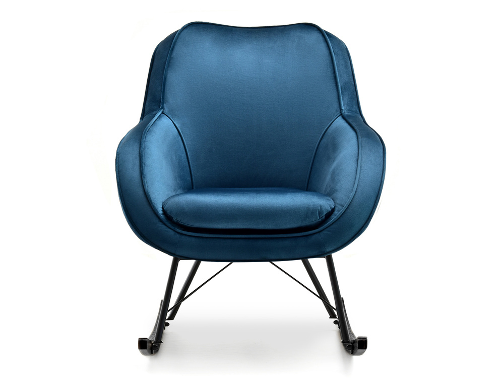 Velourlænestol marineblå sorte ben COCO
