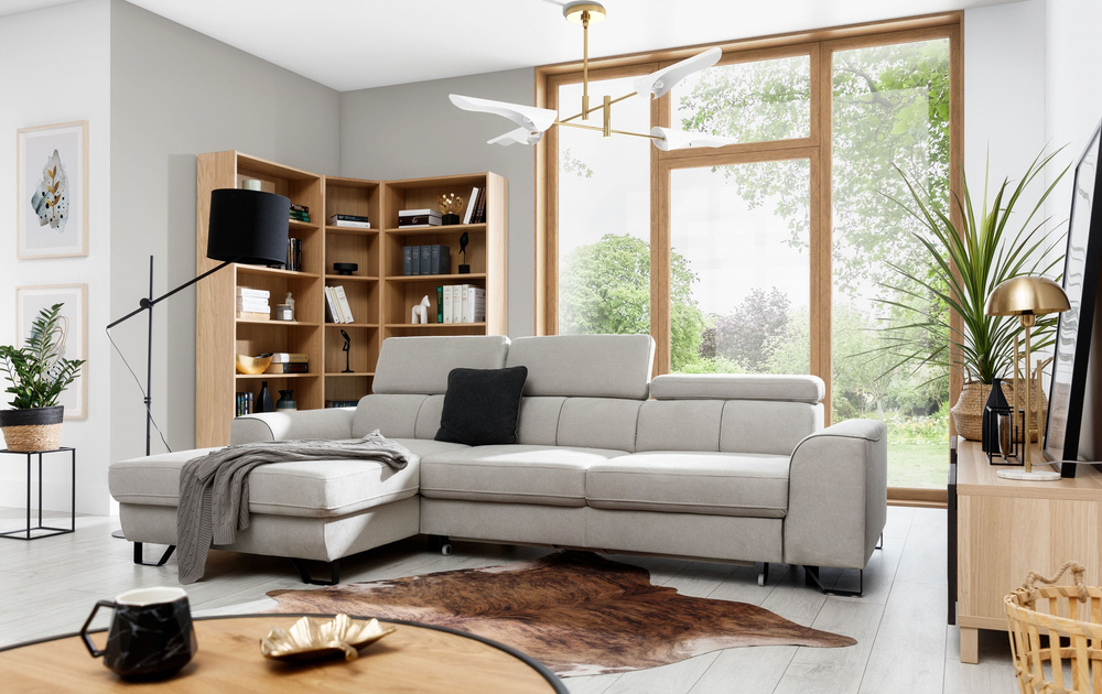 Hjørnesofa med beholder beige ASTI MINI