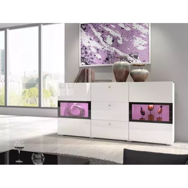 Kommode 132 cm hvid højglans Baros II