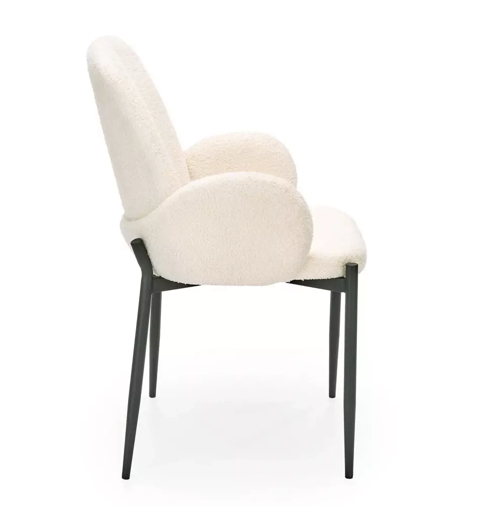 Beige spisestuestol med armlæn K477