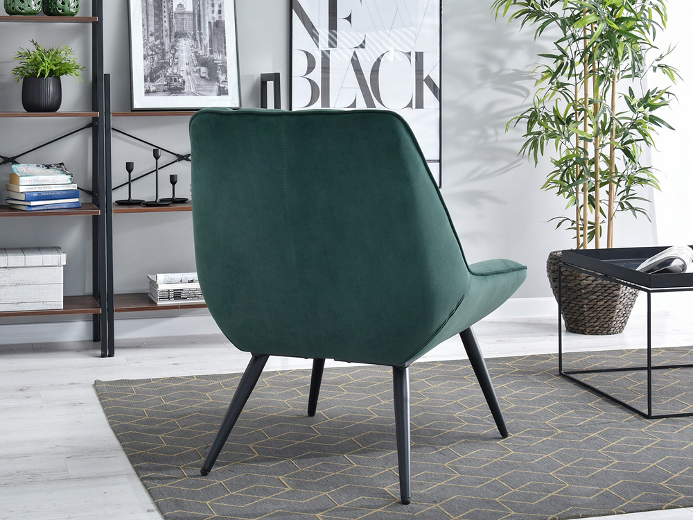 Velourlænestol med grønne, sorte ben ZOTI