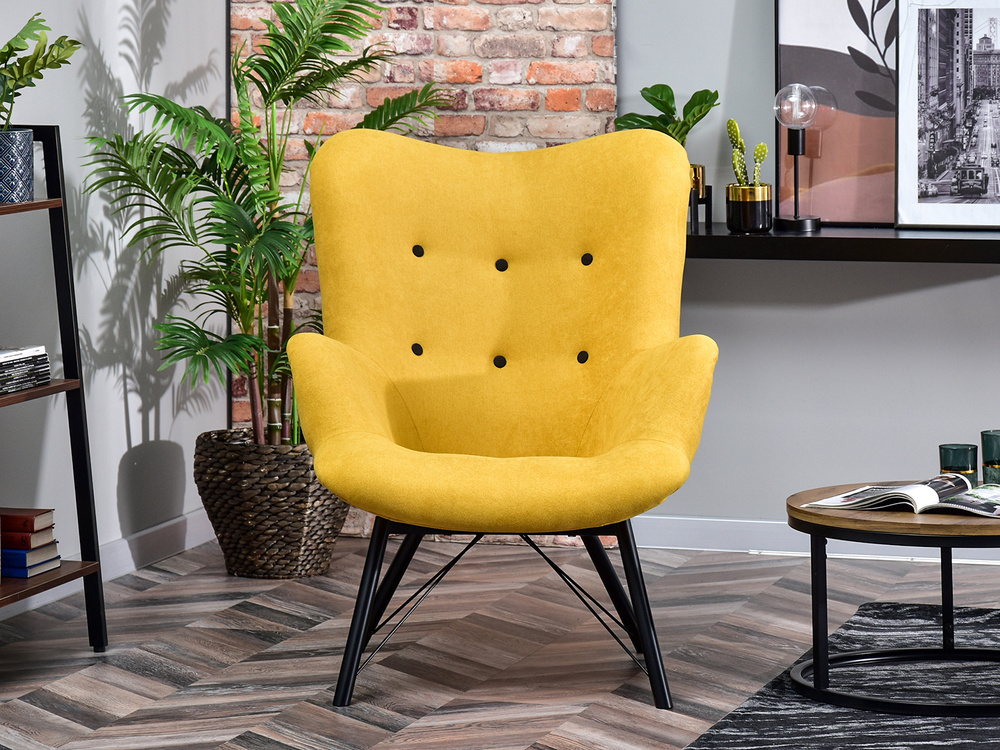 Lænestol med gule, sorte ben DALTON