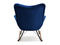 Marineblå velourlænestol med ben i valnød LAUREN