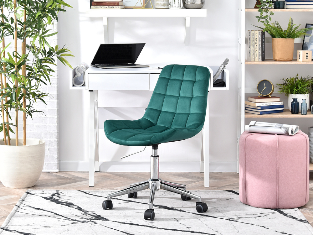 Grøn lænestol med kromben ELIOR