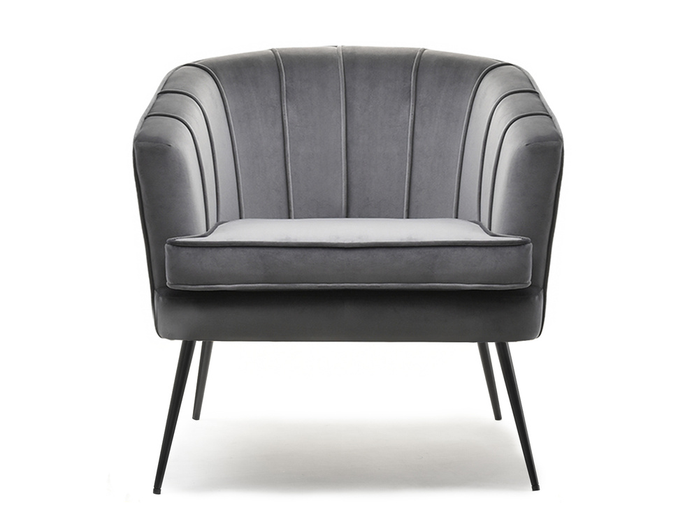 Velourlænestol med grå, sorte ben ESTEL