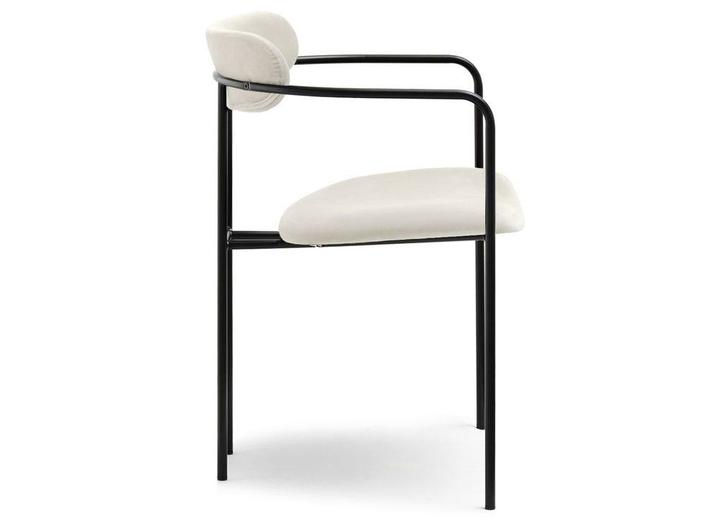 Cremefarvet velourstol med sorte ben MALAGA