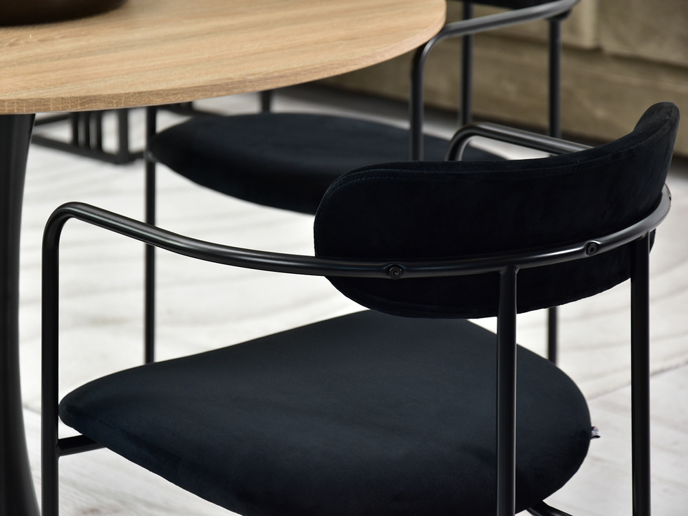 Velourstol sort, sorte ben MALAGA