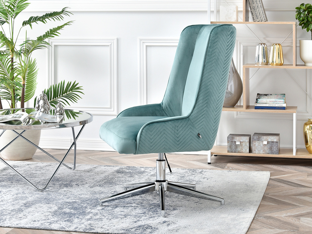 Turkis lænestol med ben i krom BILBAO