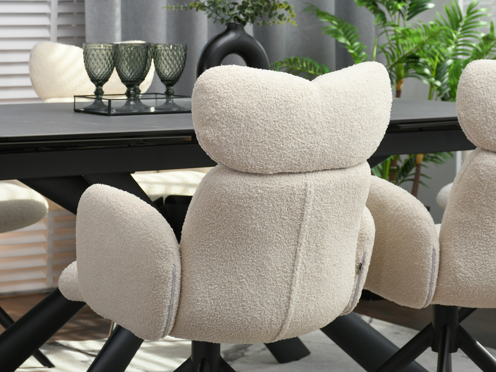 Boucle Chair Cream Black Legs MADELINE