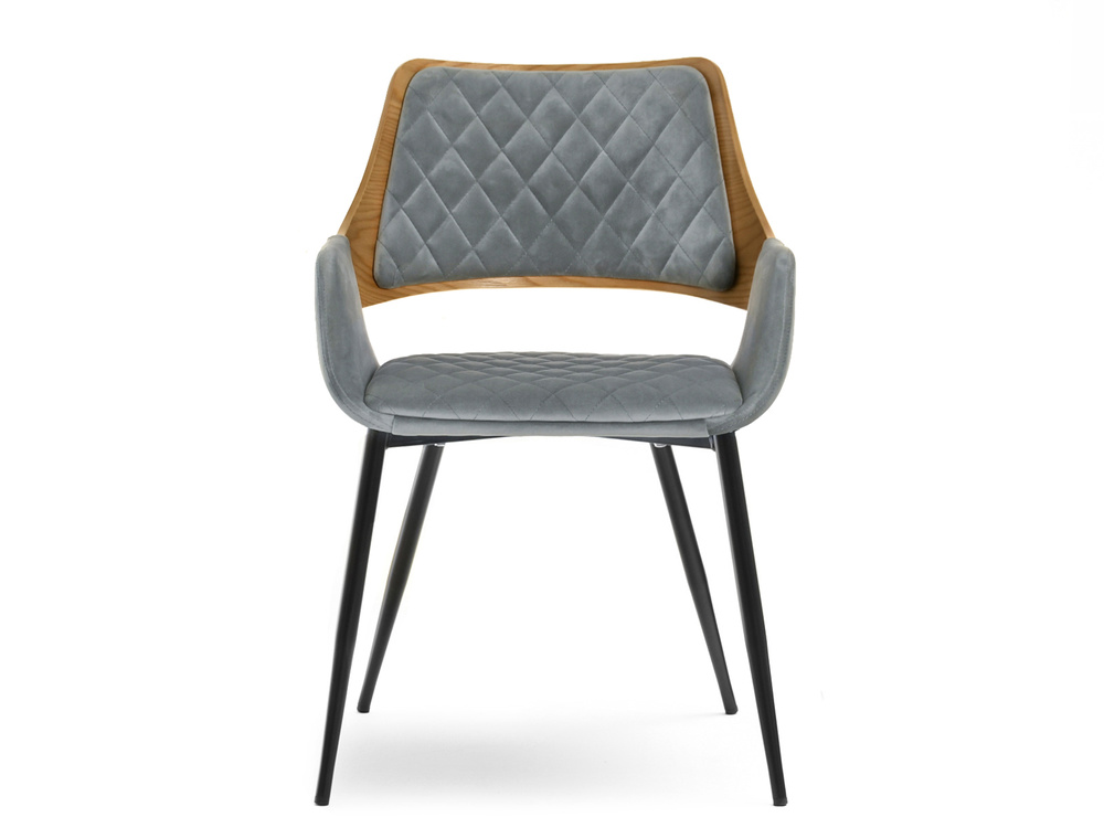 Velourstol grå/eg med sorte ben MORGAN