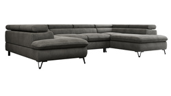 Stor hjørnesofa med sovefunktion grå PESCO