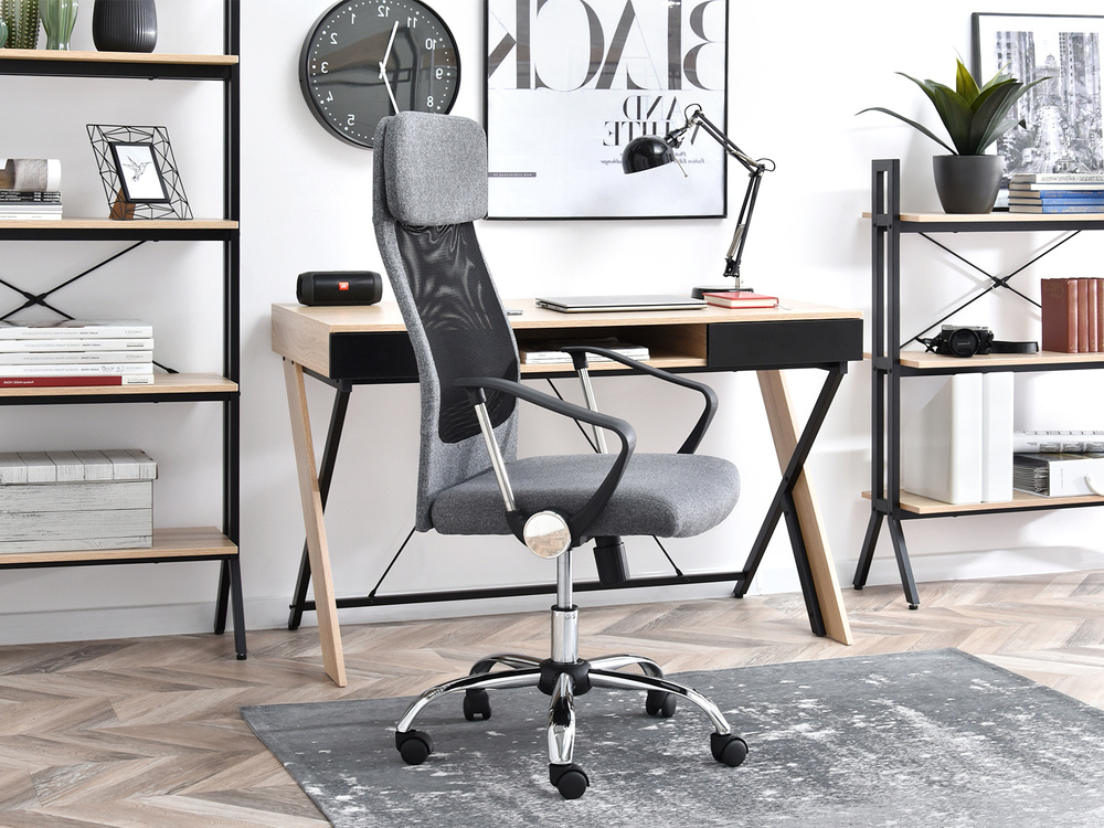 Kontorlænestol med grå kromben KOBE